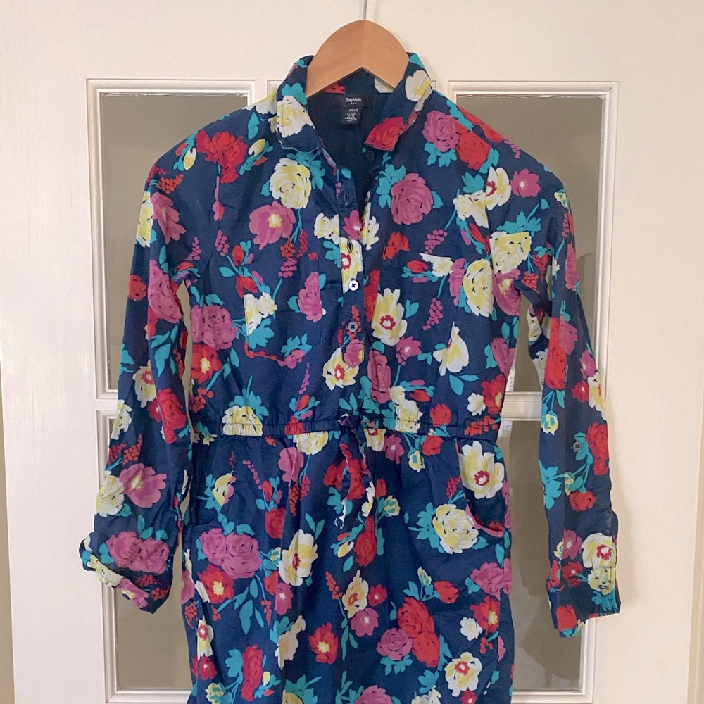 Gap Girls Floral Shirt Dress Sz XL 10/12 EUC